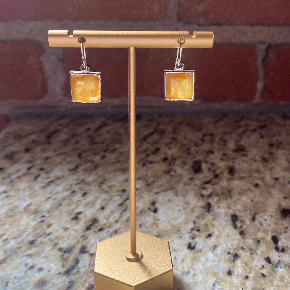 Silver earring with semi precious yellow stone. NWOT